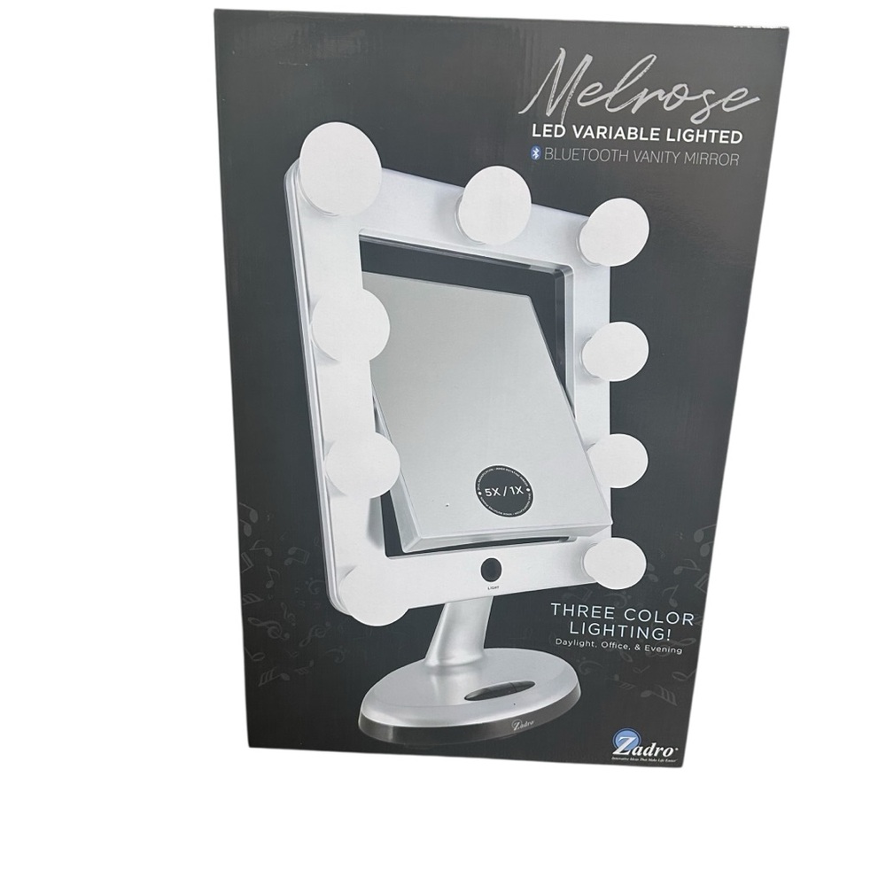 Zadro Melrose LED Variable 3-Color Lighted Dual-Sided/Bluetooth/Makeup Mirror - Picture 9 of 16